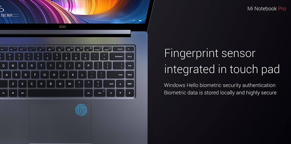 Xiaomi Mi Notebook PRO - сканер отпечатков пальцев